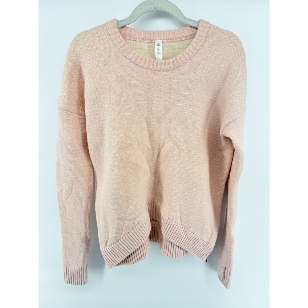 Lululemon Sz6 Pink Merino Wool Yogi Crew Sweater Side Zips $118